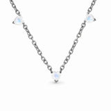 S925 Sterling Silver Three Love Moonlight Stone Pendant Necklace