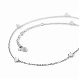 S925 Sterling Silver Three Love Moonlight Stone Pendant Necklace