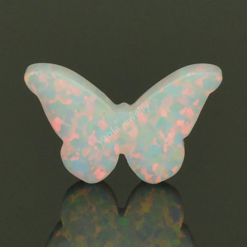 Fire Opal Butterfly Necklace with Chain