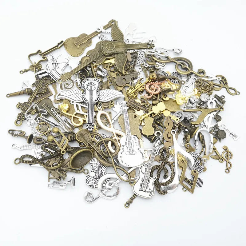 Hot Metal Music Charm Pendant Antique Bronze Bracelet Necklace DIY Accessories