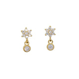 Minimalist CZ Flower Earrings 925 Silver Young Girls Delicate Dainty Lovely