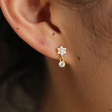 Minimalist CZ Flower Earrings 925 Silver Young Girls Delicate Dainty Lovely