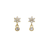 Minimalist CZ Flower Earrings 925 Silver Young Girls Delicate Dainty Lovely