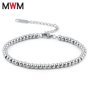 Stainless Steel Beads Bracelets Chain Link Couple Braclet