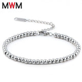 Stainless Steel Beads Bracelets Chain Link Couple Braclet