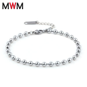 Stainless Steel Beads Bracelets Chain Link Couple Braclet