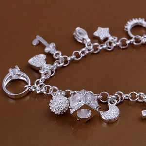 925 Silver Jewelry Bracelet with Hot Valentine Charms