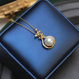Plated Women Jewelry Single Natural Pearl Pendant Necklace
