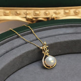 Plated Women Jewelry Single Natural Pearl Pendant Necklace