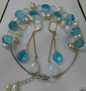 Tibet Moonstone Pearl Bracelet & Earrings Set