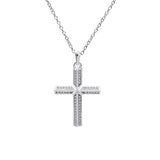 Silver Cross Pendant Full Diamond Necklace for Women