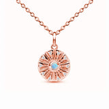 S925 Sterling Silver Rose Necklace Round Pendant