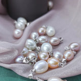 925 Silver Orange Purple Pearl Bead Pendant Necklace
