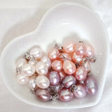 925 Silver Orange Purple Pearl Bead Pendant Necklace