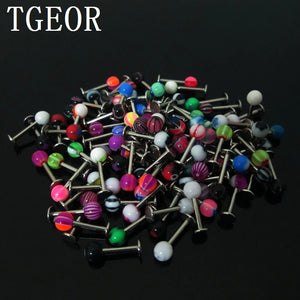 16G Printed Lip Ring 100pcs UV Acrylic Labret Piercing