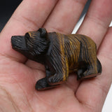 Rose Quartz Amethyst Tiger Eye Stone Bear Ornament 40x23mm