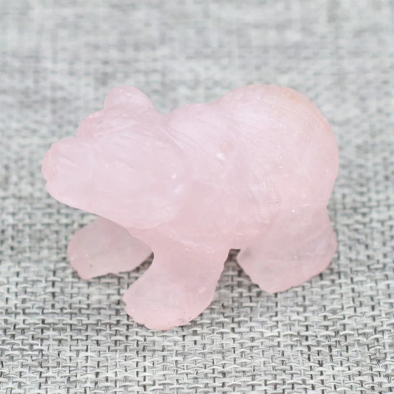 Rose Quartz Amethyst Tiger Eye Stone Bear Ornament 40x23mm