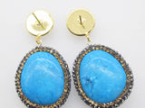 Howlite Turquoise Green Zircon Earrings for Women Xmas Gift