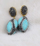 Howlite Turquoise Green Zircon Earrings for Women Xmas Gift