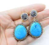 Howlite Turquoise Green Zircon Earrings for Women Xmas Gift