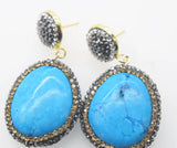 Howlite Turquoise Green Zircon Earrings for Women Xmas Gift