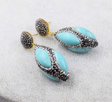 Howlite Turquoise Green Zircon Earrings for Women Xmas Gift