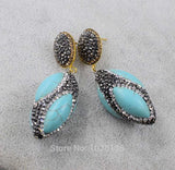 Howlite Turquoise Green Zircon Earrings for Women Xmas Gift