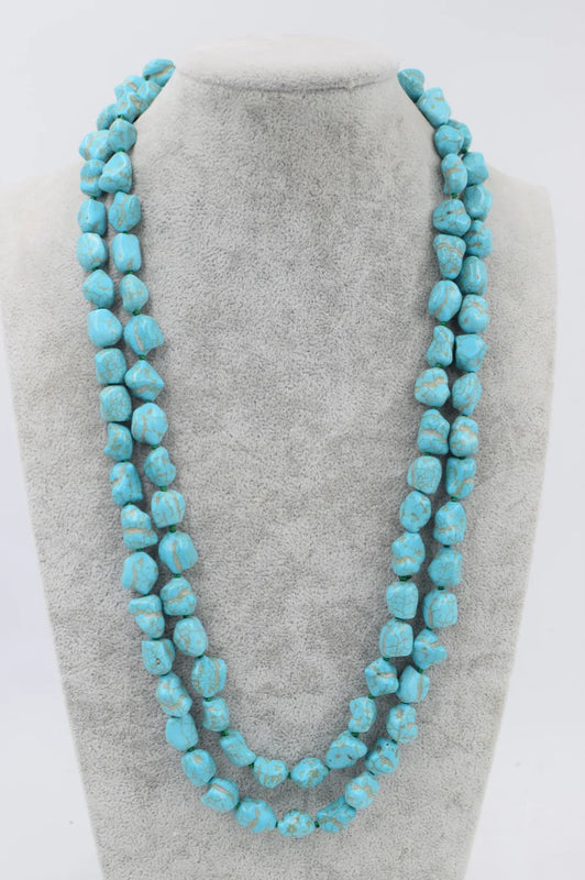 Howlite Turquoise Green Baroque 11-14mm Necklace 50in Beads Nature Woman