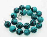 Howlite Turquoise Round Faceted Green Necklace 20MM 18inch Nature Xmas