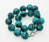 Howlite Turquoise Round Faceted Green Necklace 20MM 18inch Nature Xmas