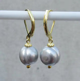 AAA++11-10mm South Sea Gray Pearl Earrings 14k/20