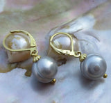 AAA++11-10mm South Sea Gray Pearl Earrings 14k/20