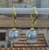 AAA++11-10mm South Sea Gray Pearl Earrings 14k/20