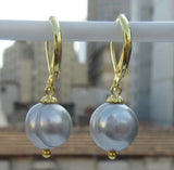 AAA++11-10mm South Sea Gray Pearl Earrings 14k/20