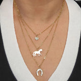 3 Layer Horse Necklace Heart Horseshoe Pendant Necklaces