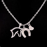 Heat Horseshoe Horse Pendant Necklace Set