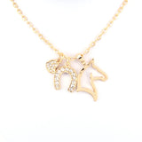 Heat Horseshoe Horse Pendant Necklace Set