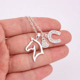 Heat Horseshoe Horse Pendant Necklace Set