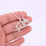 Heat Horseshoe Horse Pendant Necklace Set