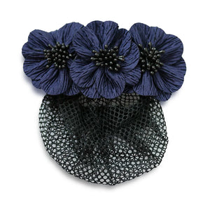 Ribbon Flower Tulle Bowknot Crochet Bow Bun Net Snood Hair Clip