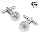 Men's Golf Ball Cuff Links Silver Brass Material