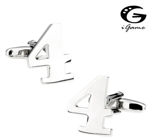 iGame Arabic Numerals Cuff Links Brass Number Four 4