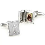 iGame Christianity Cuff Links Silver Cross Photo Holder