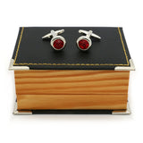 iGame Crystal Cuff Links Red/Pink - Small Round Hotsale Copper Cufflinks