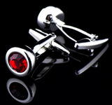 iGame Crystal Cuff Links Red/Pink - Small Round Hotsale Copper Cufflinks