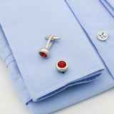 iGame Crystal Cuff Links Red/Pink - Small Round Hotsale Copper Cufflinks