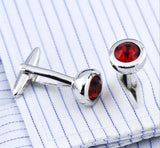 iGame Crystal Cuff Links Red/Pink - Small Round Hotsale Copper Cufflinks