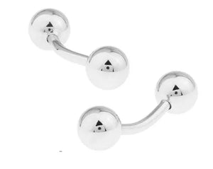 Men's Silver Brass Shinning Ball Cuff Links
