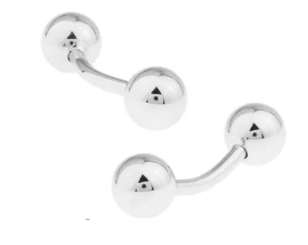 Men's Silver Brass Shinning Ball Cuff Links