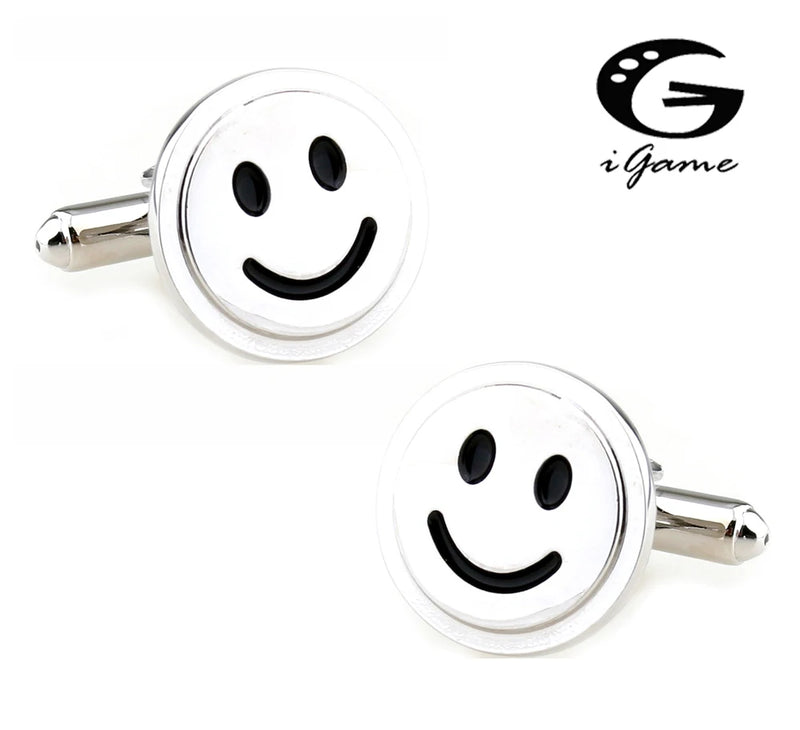 iGame Retail Wedding Cufflinks For Men Round Smile Cuff Links
